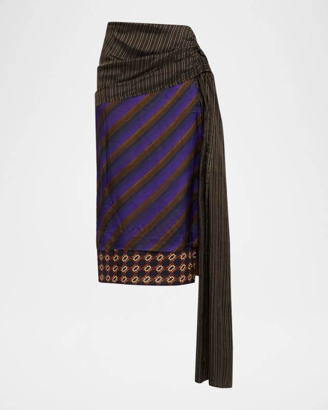 Senice Striped Drape Skirt
